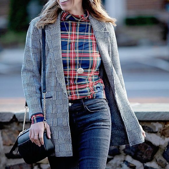 J Crew Sophie Plaid Sweater Blazer 